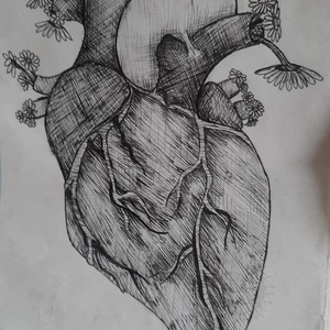 Szív virágokkal, Művészet, Grafika & Illusztráció, Egyéb rajzok, Fotó, grafika, rajz, illusztráció, MESKA