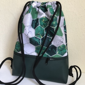  Zöld méhsejt hatszög mintás hátizsák, gymbag , tornazsák, két cipzáras zsebbel, vízálló - táska & tok - hátizsák - tornazsák, gymbag - Meska.hu