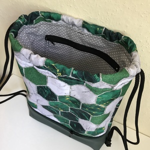  Zöld méhsejt hatszög mintás hátizsák, gymbag , tornazsák, két cipzáras zsebbel, vízálló - táska & tok - hátizsák - tornazsák, gymbag - Meska.hu