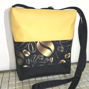Kávé mintás crossbody /válltáska/ keresztpántos táska/ oldaltáska, Táska & Tok, Kézitáska & válltáska, Vállon átvethető táska, Varrás, Bőrművesség, MESKA