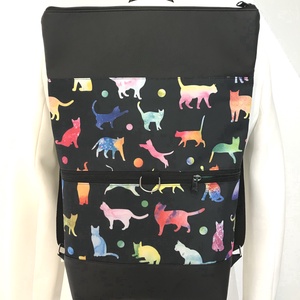 Rolltop Fekete-cica mintás-Vízálló-Hátizsák-Hátitáska - táska & tok - hátizsák - roll top hátizsák - Meska.hu