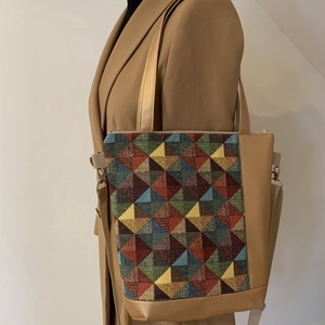  Geometria mintás női táska, válltáska, oldaltáska, vízálló - táska & tok - kézitáska & válltáska - vállon átvethető táska - Meska.hu