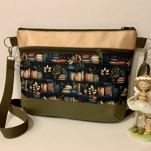 Crossbody könyv mintás  - Meska.hu