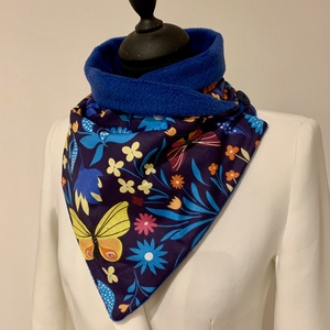 Sál, körsál pillangós-kék  - ruha & divat - sál, sapka, kendő - sál - Meska.hu