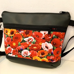 Készleten! Csodálatos pipacs mintás crossbody, Táska & Tok, Kézitáska & válltáska, Vállon átvethető táska, Varrás, Bőrművesség, MESKA