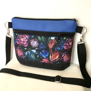 Boglárka, tulipán mintás crossbody, Táska & Tok, Kézitáska & válltáska, Vállon átvethető táska, Varrás, Bőrművesség, MESKA