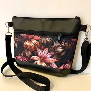  Trópusi pálmaleves crossbody, Táska & Tok, Kézitáska & válltáska, Vállon átvethető táska, Varrás, Bőrművesség, MESKA