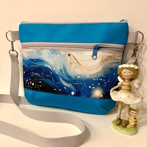 Készleten! Háborgó tenger mintás crossbody, Táska & Tok, Kézitáska & válltáska, Vállon átvethető táska, Varrás, Bőrművesség, MESKA