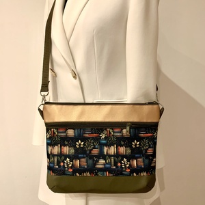 Könyv mintás crossbody / válltáska/ keresztpántos táska/ oldaltáska - táska & tok - kézitáska & válltáska - vállon átvethető táska - Meska.hu