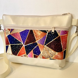 Rombusz mintás crossbody, Táska & Tok, Kézitáska & válltáska, Vállon átvethető táska, Varrás, Bőrművesség, MESKA