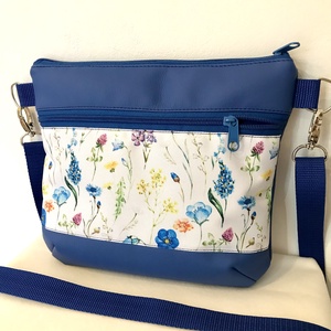 Színpompás réti virágos crossbody / válltáska/ keresztpántos táska/ oldaltáska, Táska & Tok, Kézitáska & válltáska, Vállon átvethető táska, Varrás, Bőrművesség, MESKA