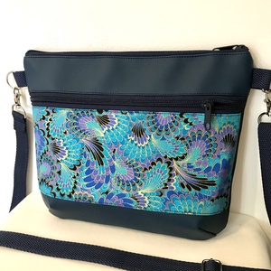Kék-lila absztrakt mintás crossbody - Meska.hu
