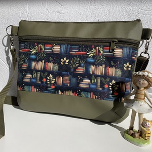 Könyv mintás crossbody / válltáska/ keresztpántos táska/ oldaltáska - táska & tok - kézitáska & válltáska - vállon átvethető táska - Meska.hu