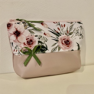  Púderrózsaszín rózsa mintás neszesszer, irattartó, pipere tároló, textil tároló, Táska & Tok, Neszesszer, Varrás, Bőrművesség, MESKA