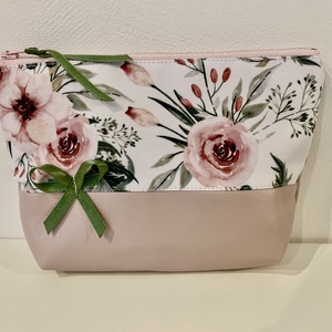  Púderrózsaszín rózsa mintás neszesszer, irattartó, pipere tároló, textil tároló - táska & tok - neszesszer - Meska.hu