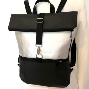 Fekete-ezüst-Vízálló-Hátizsák-Hátitáska-Laptop hátizsák, Táska & Tok, Hátizsák, Hátizsák, Varrás, Bőrművesség, MESKA