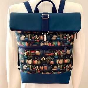 Roll top hátizsák könyv mintás  - táska & tok - hátizsák - roll top hátizsák - Meska.hu