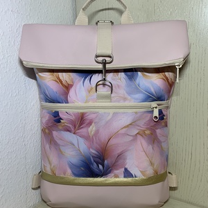 Rolltop Pasztell pihe toll mintás Vízálló-Hátizsák-Hátitáska - Meska.hu