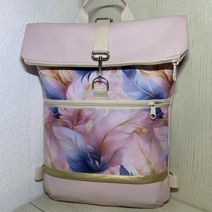 Rolltop Pasztell pihe toll mintás Vízálló-Hátizsák-Hátitáska - táska & tok - hátizsák - roll top hátizsák - Meska.hu