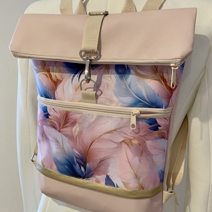 Rolltop Pasztell pihe toll mintás Vízálló-Hátizsák-Hátitáska, Táska & Tok, Hátizsák, Roll top hátizsák, Varrás, Bőrművesség, MESKA