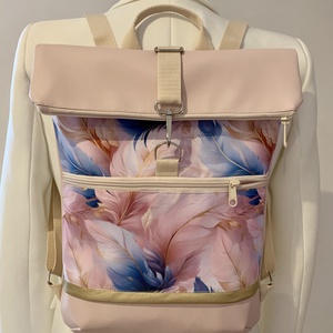 Rolltop Pasztell pihe toll mintás Vízálló-Hátizsák-Hátitáska - táska & tok - hátizsák - roll top hátizsák - Meska.hu