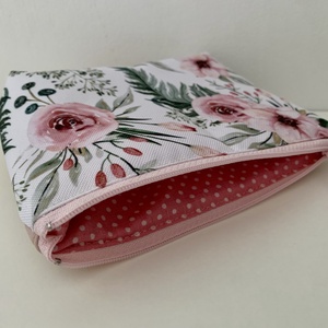  Púderrózsaszín rózsa mintás neszesszer, irattartó, pipere tároló, textil tároló - táska & tok - neszesszer - Meska.hu