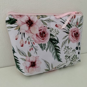  Púderrózsaszín rózsa mintás neszesszer, irattartó, pipere tároló, textil tároló - táska & tok - neszesszer - Meska.hu