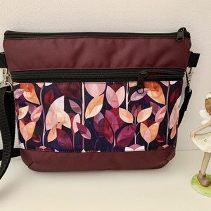 Bíbor lomb Crossbody/válltáska/ keresztpántos táska/ oldaltáska, Táska & Tok, Kézitáska & válltáska, Válltáska, Varrás, MESKA