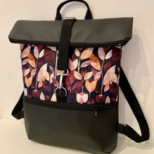 Rolltop Fekete-Bíbor lomb-Vízálló-Hátizsák-Hátitáska  - táska & tok - hátizsák - roll top hátizsák - Meska.hu