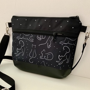  Vállon átvethető táska-cross body-Rajzolt macskák - táska & tok - kézitáska & válltáska - vállon átvethető táska - Meska.hu