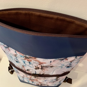 Rolltop Kék-harangvirág mintás -Vízálló-Hátitáska - táska & tok - hátizsák - roll top hátizsák - Meska.hu