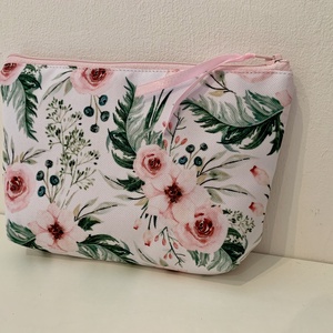  Púderrózsaszín rózsa mintás neszesszer, irattartó, pipere tároló, textil tároló - táska & tok - neszesszer - Meska.hu