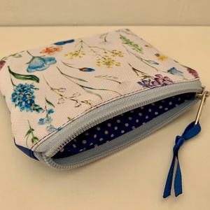 Kék-virág mintás kártyatartó, Neszesszer, Irattartó, Pipere tároló, Textil tároló - táska & tok - pénztárca & más tok - kártyatartó & irattartó - Meska.hu