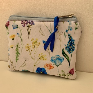 Kék-virág mintás kártyatartó, Neszesszer, Irattartó, Pipere tároló, Textil tároló, Táska & Tok, Pénztárca & Más tok, Kártyatartó & Irattartó, Bőrművesség, Varrás, MESKA