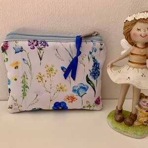 Kék-virág mintás kártyatartó, Neszesszer, Irattartó, Pipere tároló, Textil tároló - táska & tok - pénztárca & más tok - kártyatartó & irattartó - Meska.hu