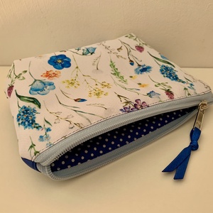 Kék-virág mintás neszesszer, Irattartó, Pipere tároló, Textil tároló - táska & tok - neszesszer - Meska.hu
