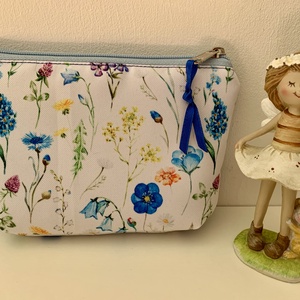 Kék-virág mintás neszesszer, Irattartó, Pipere tároló, Textil tároló - táska & tok - neszesszer - Meska.hu