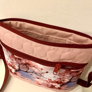 Vállon átvethető táska-cross body-Cseresznye virág mintás  - táska & tok - kézitáska & válltáska - vállon átvethető táska - Meska.hu