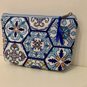  Kék Portugál csempe mintás neszesszer, irattartó, pipere tároló, textil tároló - Meska.hu