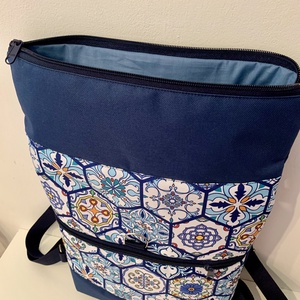 Rolltop Portugál csempe mintás-Vízálló-Hátizsák-Hátitáska  - táska & tok - hátizsák - roll top hátizsák - Meska.hu