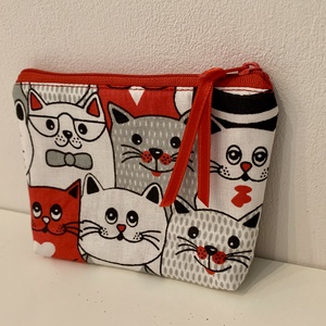 Macska mintás kártyatartó, Neszesszer, Irattartó, Pipere tároló, Textil tároló - Meska.hu