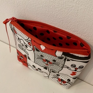 Macska mintás kártyatartó, Neszesszer, Irattartó, Pipere tároló, Textil tároló - táska & tok - pénztárca & más tok - kártyatartó & irattartó - Meska.hu