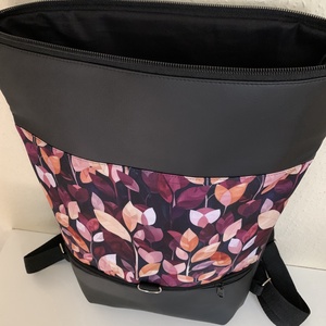 Rolltop Fekete-Bíbor lomb-Vízálló-Hátizsák-Hátitáska  - táska & tok - hátizsák - roll top hátizsák - Meska.hu
