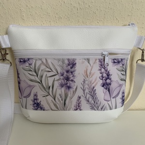 Vállon átvethető táska-cross body-Levendula virág mintás  - táska & tok - kézitáska & válltáska - vállon átvethető táska - Meska.hu