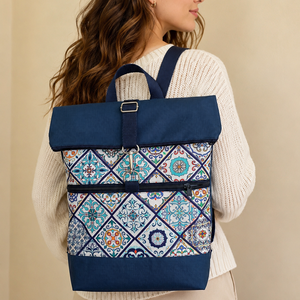 Rolltop Portugál csempe mintás-Vízálló-Hátizsák-Hátitáska  - Meska.hu