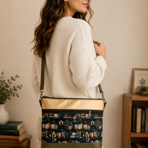 Vállon átvethető táska-cross body-Könyv mintás  - táska & tok - kézitáska & válltáska - vállon átvethető táska - Meska.hu