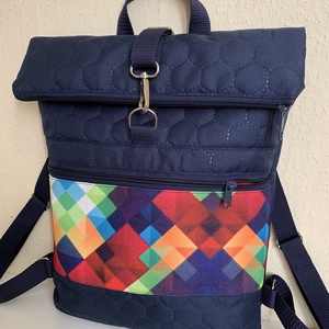 Rolltop őszi színű geometriai mintás-Vízálló-Hátizsák-Hátitáska  - Meska.hu