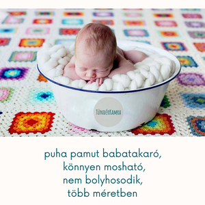 Baba takaró - kézzel horgolt kötött ajándék - kék  fehér puha pamut babatakaró - otthon & életmód - babaszoba, gyerekszoba - szett kiságyba - Meska.hu