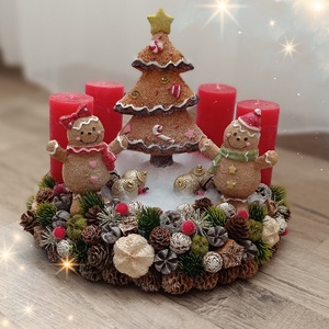 Mézi karácsonya- 29 cm-es adventi koszrú, Karácsony, Adventi díszek, Adventi koszorú, Virágkötés, MESKA