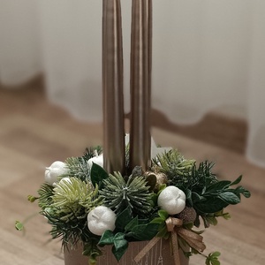 Elegáns adventi asztaldísz, Karácsony, Adventi díszek, Adventi asztaldísz, Virágkötés, MESKA